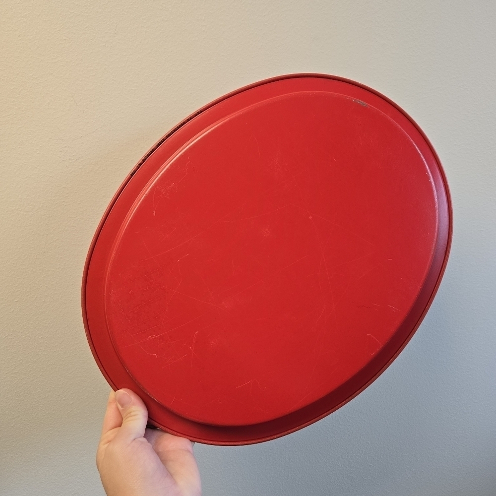 Rustic Plaid Christmas Oval Tin Tray Vintage - Picture 2 of 3